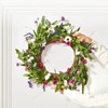 VEVOR Artificial Decorative Wreath, 22 in, Decorated with Daisies, Babysbreath, Buds, Year Round Wreath, Pink&Green - 2 of 4