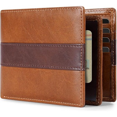 Paaaawaters Genuine Leather Wallet for Mens, Mens Bifold Wallet with 16 Card Holder 1 ID Window Gift for Him