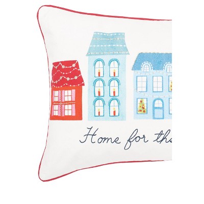 Village Holiday Multicolor Cotton Embellished Throw Pillow