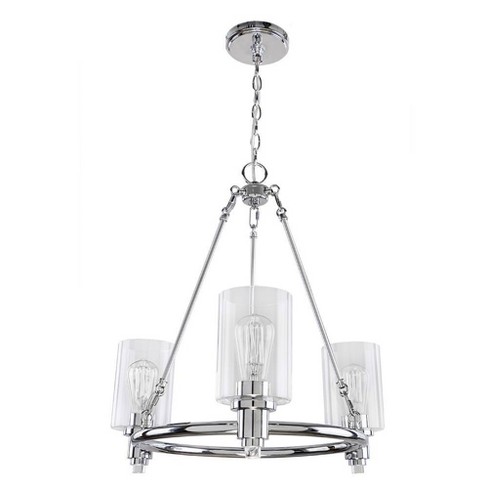 3 Way Light Chandelier With Clear Glass Shade Chrome Decor Therapy