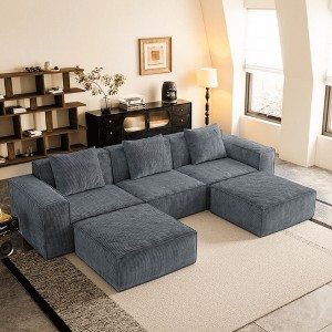 Whisen Modular Sofa Bed - Oversized, Convertible, Soft Corduroy Cloud Velvet Fabric, Two Person Combination - 1 of 4