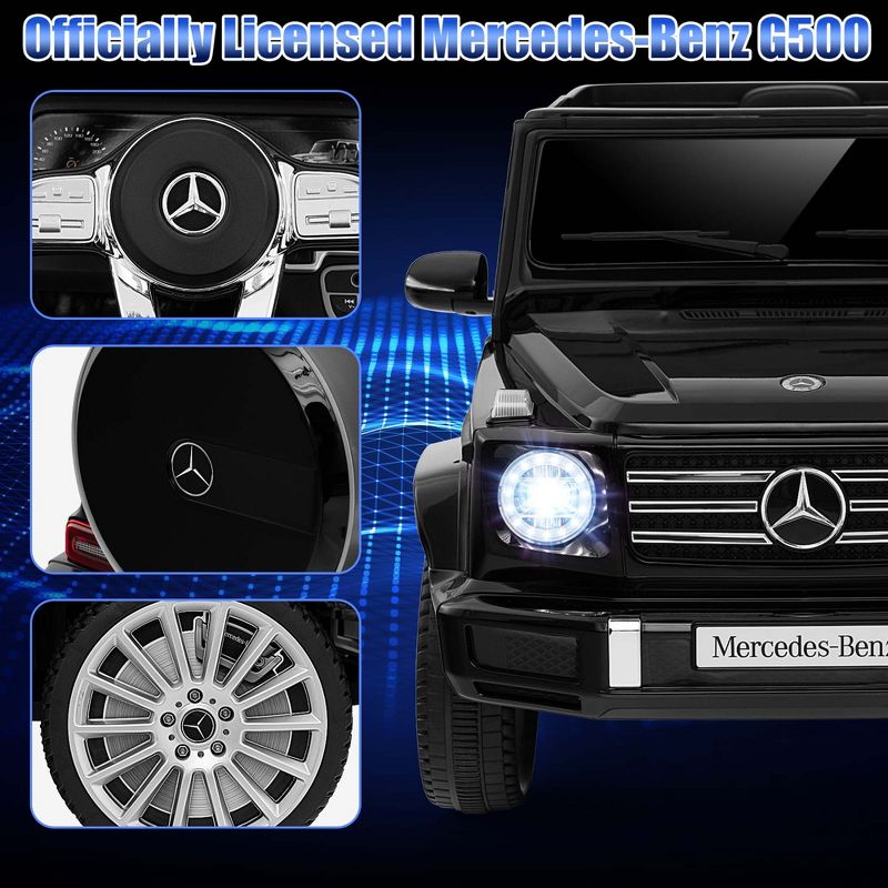 Costway Licensed Mercedes-Benz G500 Kids Ride-on Car 12V Battery Powered Ride-on Truck Black/White, 5 of 11