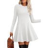 Ribbed Knit Sweater Dress for Women, Long Sleeve Crew Neck Fit and Flare A-Line Dress for Fall and Winter, Casual Office Wear White - 2 of 4