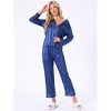 cheibear Women's Satin Soft Button-Down Sleepwear with Pants Lounge Pajama Set - 2 of 4