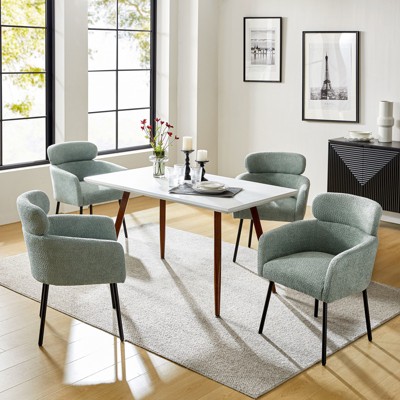 Curt Boucle Elevated Backrest Dining Chair with Metal Legs Set of 4 | Artful Living Design