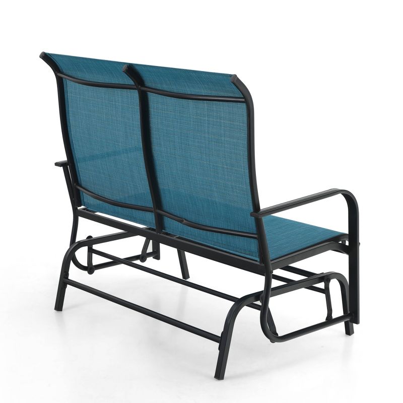 2-Seat Patio Glider with Steel Frame - Blue - Captiva Designs, 5 of 10