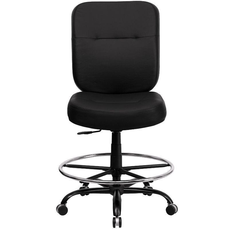 Emma and Oliver 400 lb. Big & Tall High Back Ergonomic Drafting Chair with Rectangular Back, 4 of 5