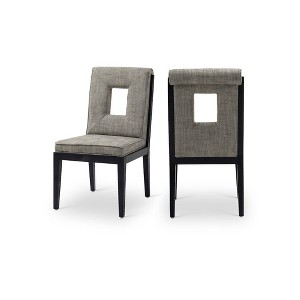 Meridian Furniture,Gwendolyn Linen Textured Fabric Dining Side Chair, Set of 2 - 1 of 4