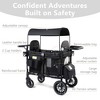 Kinder King All-Terrain Stroller Wagon for 2 Kids with Canopy, Shock-Absorbing Wheels, Storage Bag, Snack Tray & Adjustable Leather Handle - 2 of 4