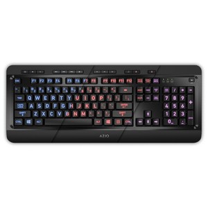 Azio KB505U Vision USB Wired Computer Keyboard for PC, Large Print, 3-Color Backlight, Black, Size: Full Size - 1 of 4