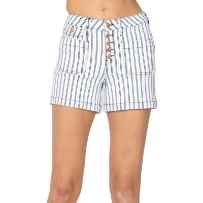 Women's Stripe Patch Pocket High Waist Shorts - Judy Blue