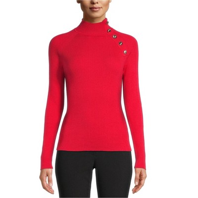 Anne Klein Womens Ribbed Pullover Sweater