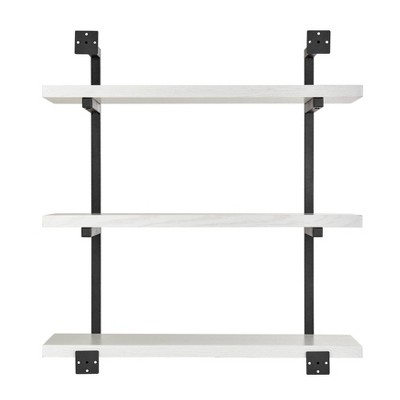 White and Black 3-Tier Industrial Wall Shelf