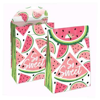 Big Dot of Happiness Sweet Watermelon - Fruit Gift Favor Bags - Party Goodie Boxes - Set of 12