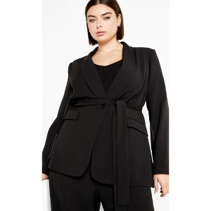 Women's Plus Size Belted Yasmine Jacket - black | CITY CHIC - 1 of 4