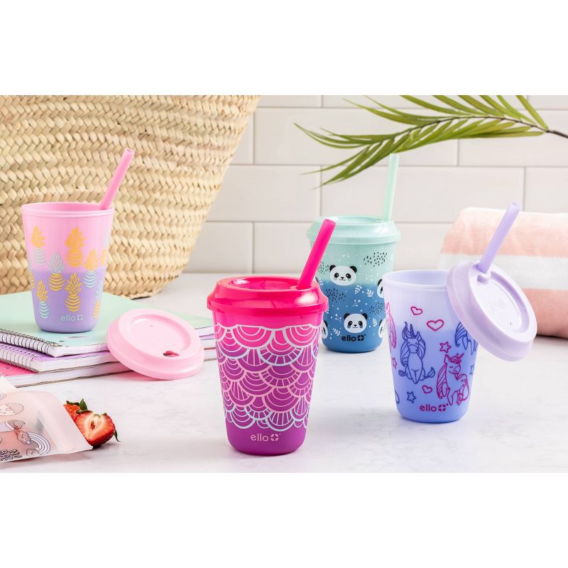 Ello 12oz 4pk Plastic Chameleon Color Changing Cups with Twist on Lids, 4 of 5
