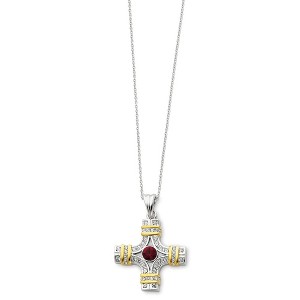 Black Bow Jewelry Wisdom CZ Cross Necklace in Gold Tone & Rhodium Plated Silver - 1 of 3