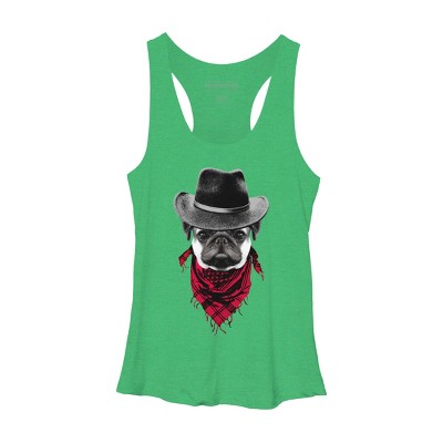 Women's Design By Humans Cowboy Pug By clingcling Racerback Tank Top