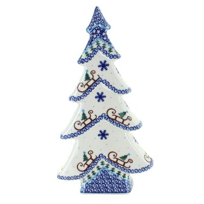 Blue Rose Polish Pottery 491 Vena Flat Christmas Tree