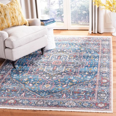 Blue and Ivory Synthetic 8' x 10' Rectangular Area Rug