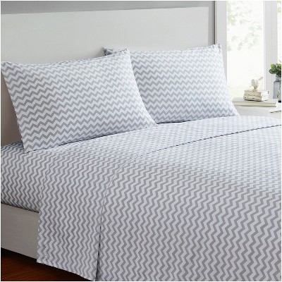 Full Chevron Gray Microfiber Deep Pocket Sheet Set