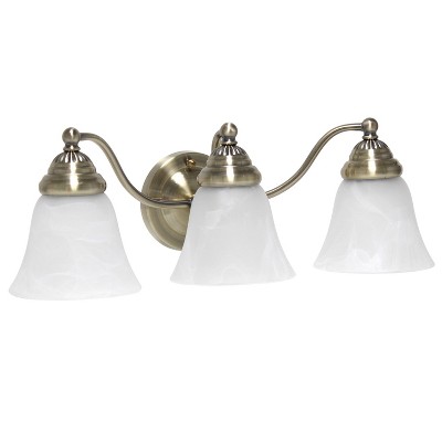 Antique Brass 3-Light Vanity with Alabaster Glass Shades