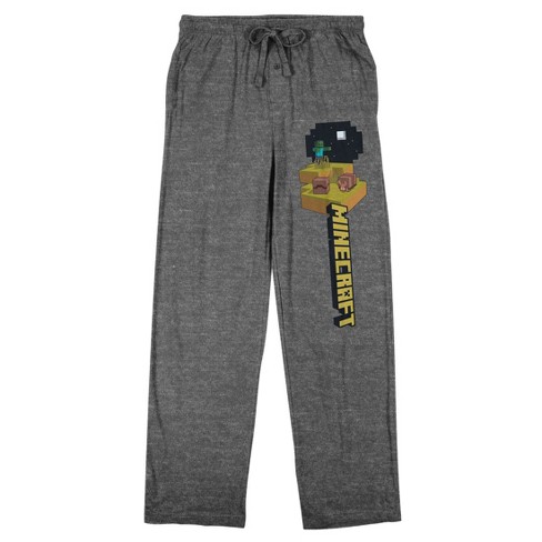 Minecraft Title Scene Men's Heather Gray Sleep Pajama Pants - image 1 of 3