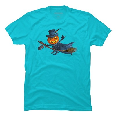Men's Design By Humans Halloween flying pumpkin By officegeekshop T-Shirt