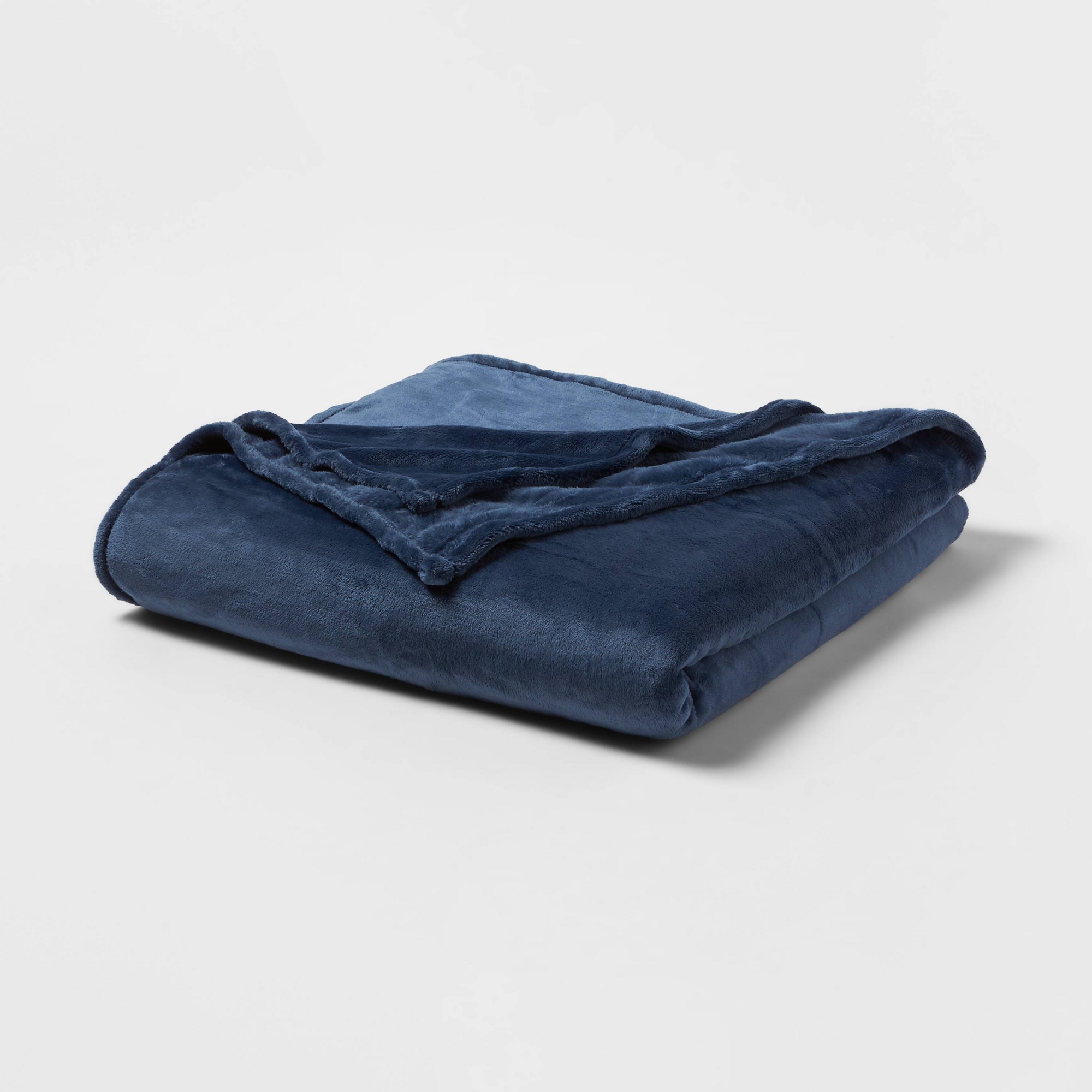 Full/Queen Microplush Bed Blanket Metallic Blue - Threshold™
