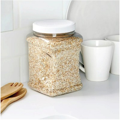 LunaLulinlk (2 Pack) 2 Quart Plastic Clear Jars with White Twist-Off Lids (1 per pack) 4.85" x 4.73" x 7.30"