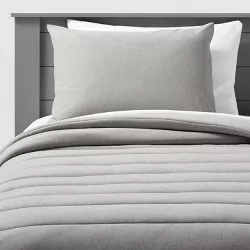 Twin Channel Jersey Comforter Set Gray - Pillowfort™