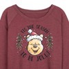 Women's - Winnie the Pooh - Tis The Season To Be Jolly Christmas Lightweight French Terry Wide Neck Long Sleeve Shirt - 2 of 4