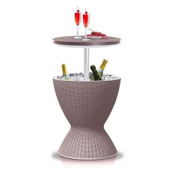 SereneLife Outdoor Cool Bar Table, 7.5 Gallon Beer and Wine Cooler (Grey)