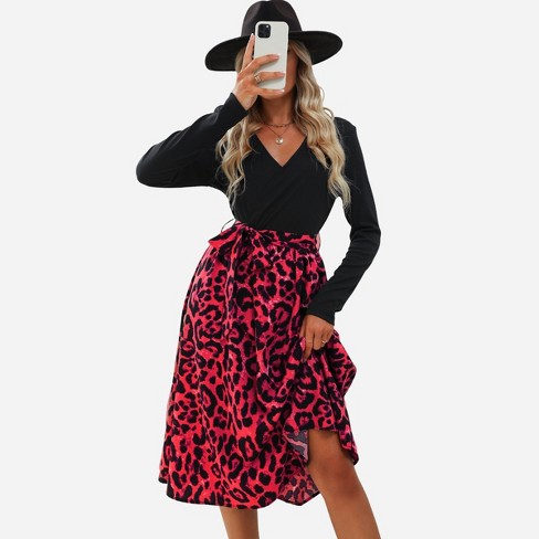 Leopard a line midi skirt best sale