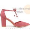 Perphy Women's Ankle Tie Pointed Toe Chunky Heel Pumps Sandals - 4 of 4