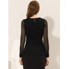 INSPIRE CHIC Women's Peplum Mesh Sheer Long Sleeve Round Neck Belted Work Top - 3 of 4