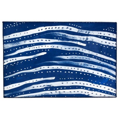 Homefires Amagansette Blues Doormat 20" x 30" – Indoor/Outdoor Entry Mat with Coastal Blue Stripe Design, Durable Polypropylene Flatweave
