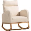 Nursery Glider Chair Rocking Chair, Upholstered Nursery with Rubber Wood Legs, Comfy High Backrest, Side Pockets, Accent Rocker Armchair - 2 of 4