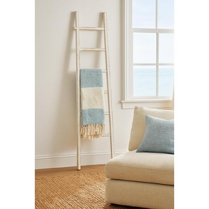 Sagebrook Home Tall Blanket Ladder, Decorative Freestanding Wooden Ladder For Quilt Storage, White, 19 L x 2 W x 76 H Inches - 1 of 4