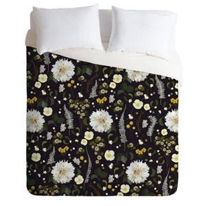 Iveta Abolina Ava Night Floral Print Duvet Cover & Sham Set Black - Deny Designs - 1 of 4