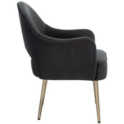 Dublyn Black Velvet Accent Chair with Gold Legs