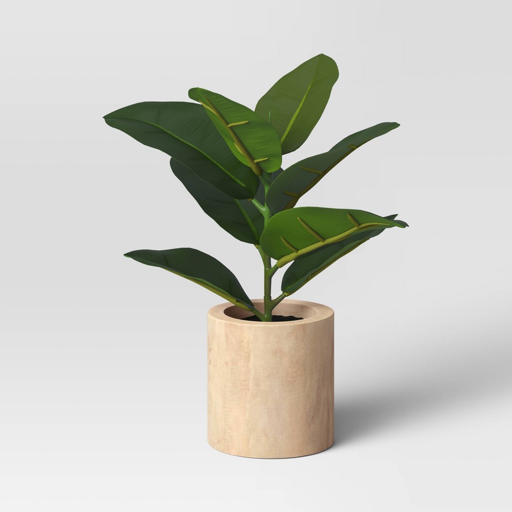 Small Rubber Leaf Wood Pot - Threshold