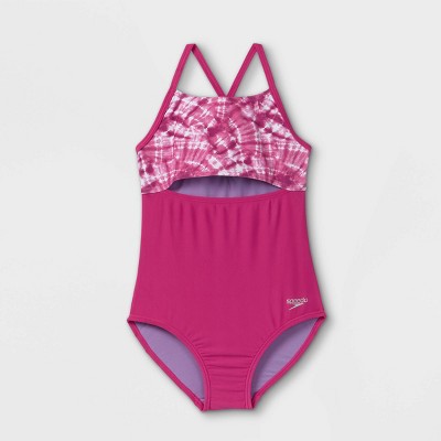 Speedo Girls Tie Dye One Piece Swimsuit Violet Xs Target