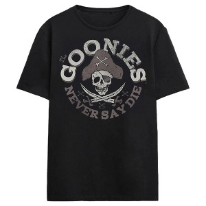 The Goonies Pirate Flag Never Say Die Adult Black Crew Neck Short Sleeve T-shirt - 1 of 3