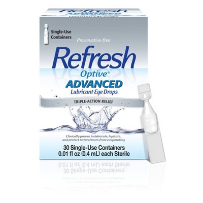 Refresh Optive Advanced Preservative Free Lubricant Eye Drops - 30ct