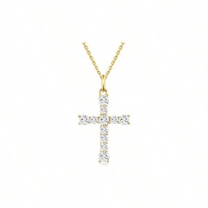 Plated Cross Necklace for Women, Pendant, The dainty necklaces length 15.7" + 2.7" extender, Cross Length: 0.86"; Width:0.62. - 1 of 4