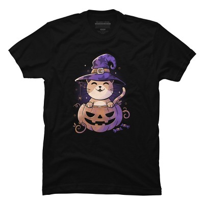 Men's Design By Humans Spooky Kitty Funny Cute Magic Halloween By EduEly T-Shirt