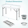 Costway 4 Foot Ice Cooler Folding Table Outdoor Portable Ice Bin Table with Large Sink - 3 of 4
