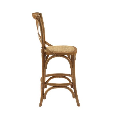 Roxy 42" Gray Wash Wood Counter Stool with Rattan Seat