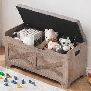 23.6"L Storage Chest with Lift-Top & 2 Safety Hinges, Sturdy Entryway Storage Bench, Multi-Functional Shoe Bench - 1 of 4
